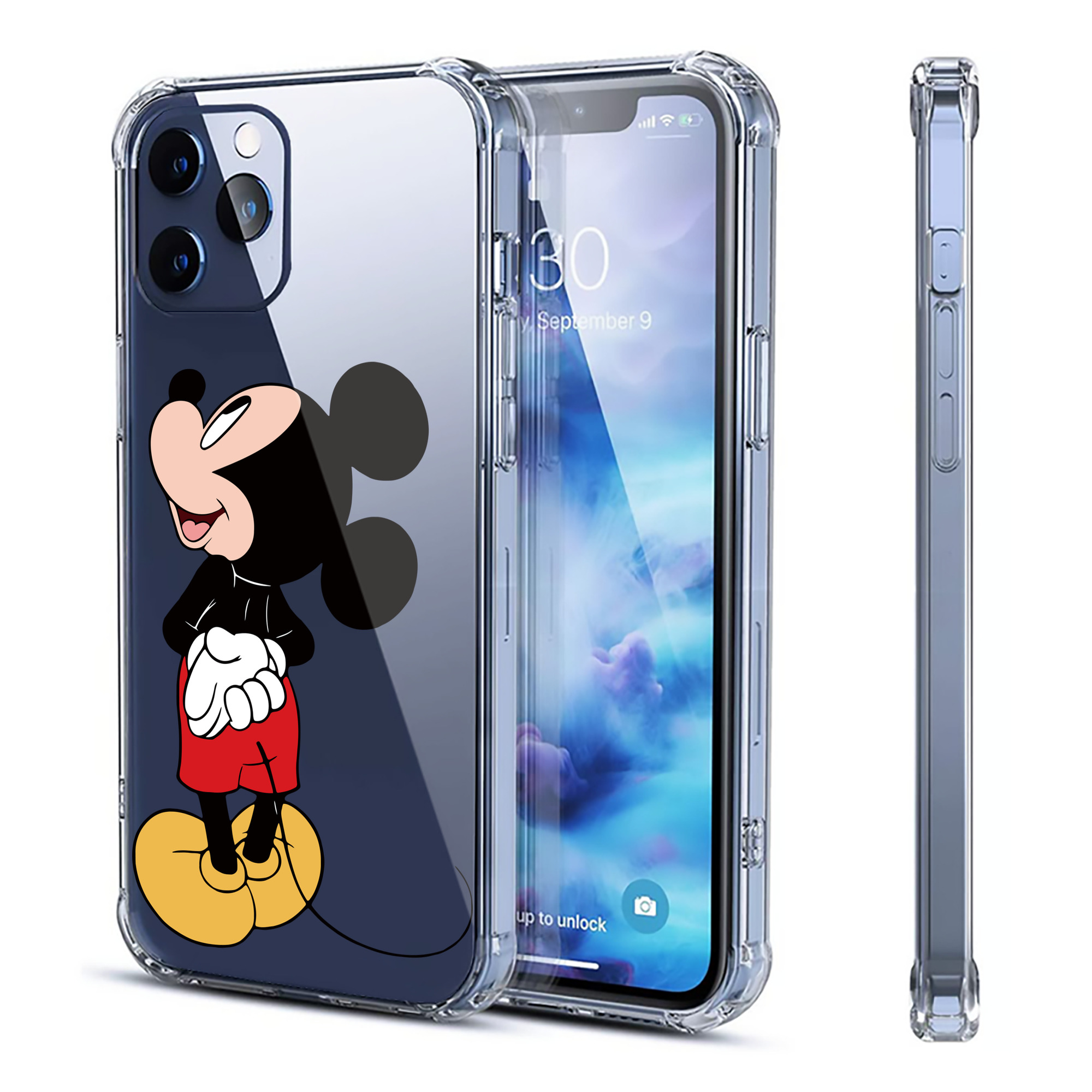 （画像用） ミッキーマウス Mickey Mouse 【iPhone 12シリーズ対応】透明スマホケース（クリアソフトケース）